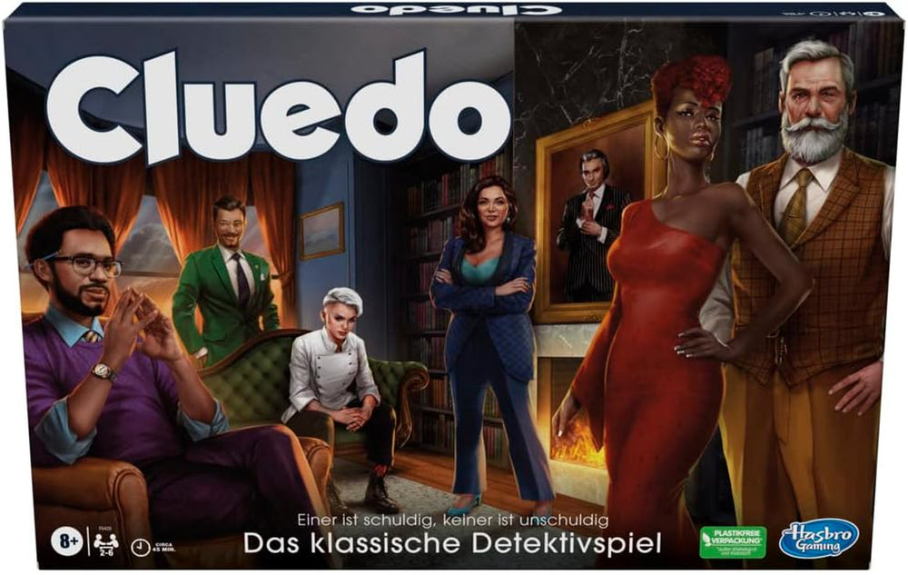 Gra planszowa Hasbro Gaming Cluedo dla dzieci w wieku od 8 lat, przeprojektowana gra Cluedo dla 2 do 6 graczy, gra detektywistyczna i łamigłówka, gra tajemnicza idealna dla