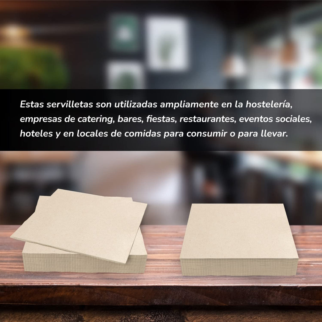 - 600 bucăți de șervețele de cocktail marca Bio-Eco - Culoare Naturală - 100% Reciclabile - Micropoint - 10 X 10 Cm (Pliate) Și 20 X 20 Cm (Nepliate)