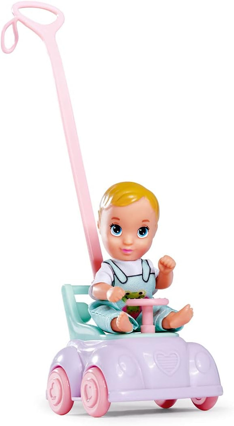 Simba 105733585 - Steffi Love Baby Car, Ankleidepuppe mit Kind, Laufauto, 2-in-1 Funktion, mit Handtasche and Babyzubehör, 12 Teile, 29cm Puppe, ab 3 Jahren