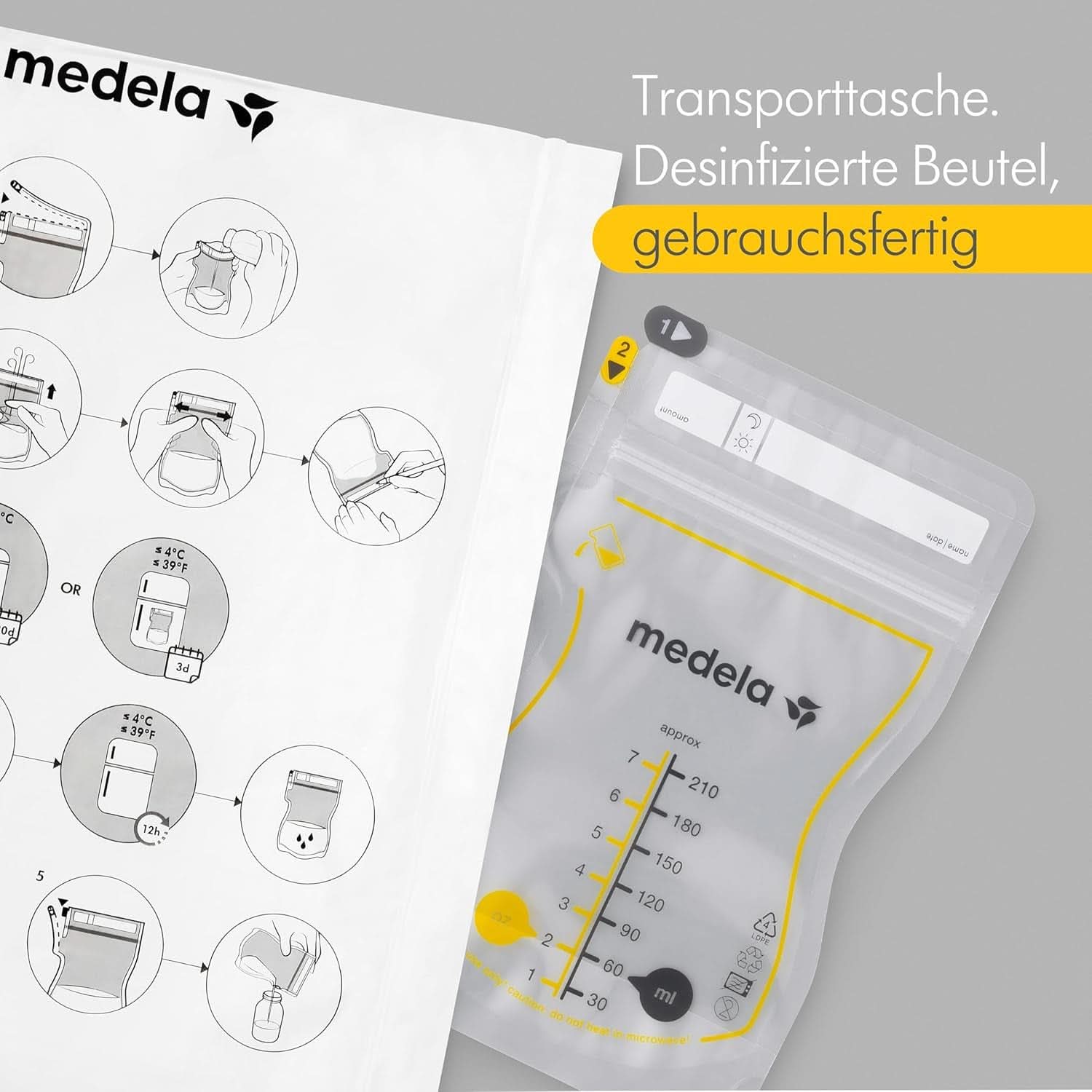 Medela Easy Pour Muttermilchbeutel Zum Einfachen Ausgießen, 100 Stück, 210 Ml, Auslaufsichere Einweg-Muttermilchbeutel Mit Überlaufschutz, Stillhelfer Akcesoria Żywność dla niemowląt i karmienie piersią Naty Shop