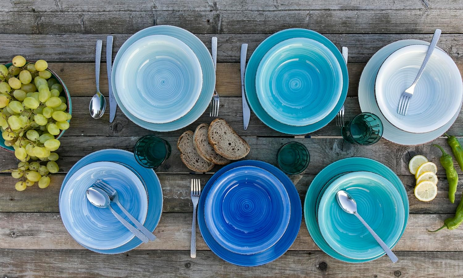 VDE  1996 Baita Acqua Ocean 5907301 Tafelservice aus Steingut, 18-teilig