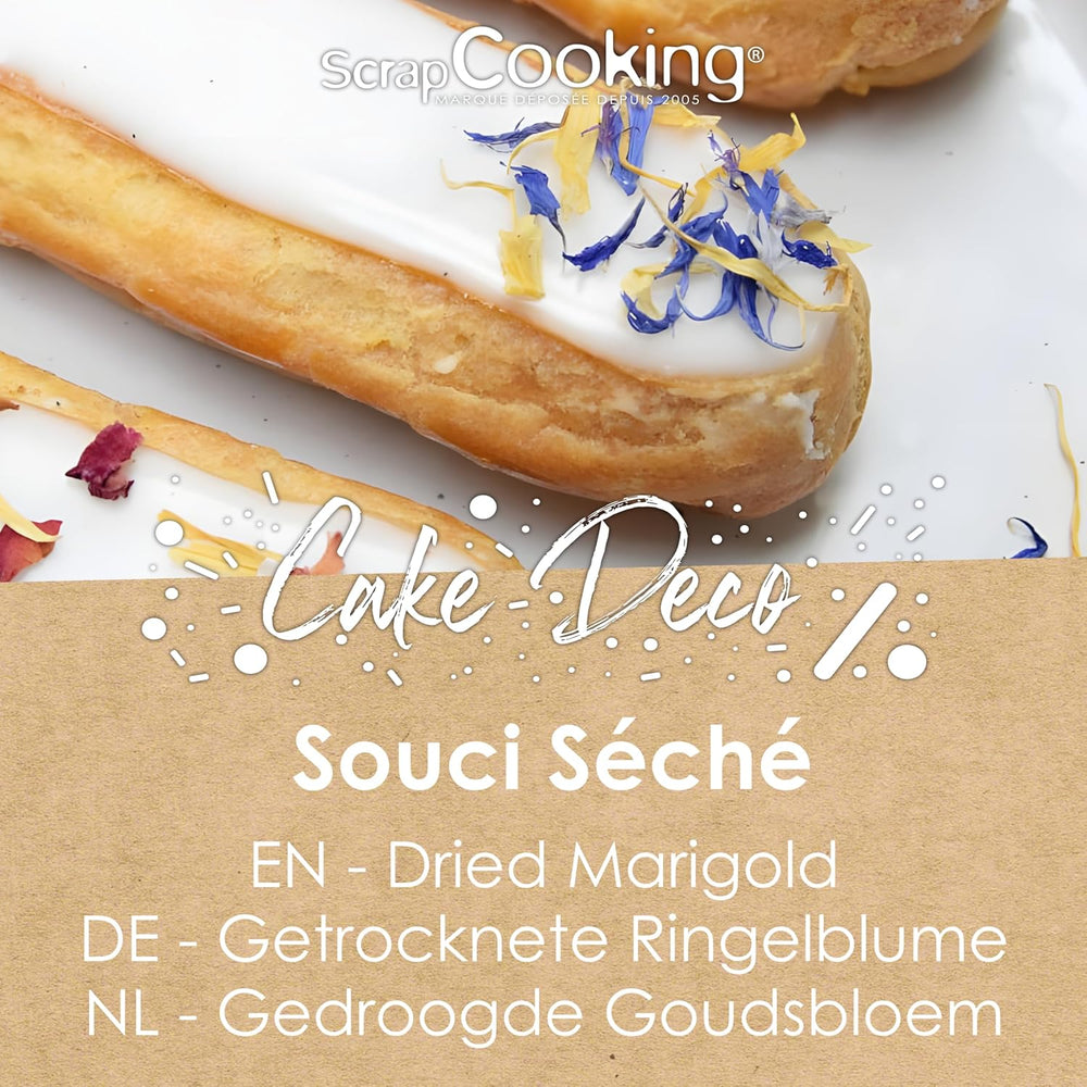 ScrapCooking - Nagietki suszone 3,5g - Kwiaty jadalne - Ozdoby do żywności do pieczenia - Do deserów, ciast, tart, babeczek - Boże Narodzenie, Wiosna, Urodziny - Złocistożółty - 7471