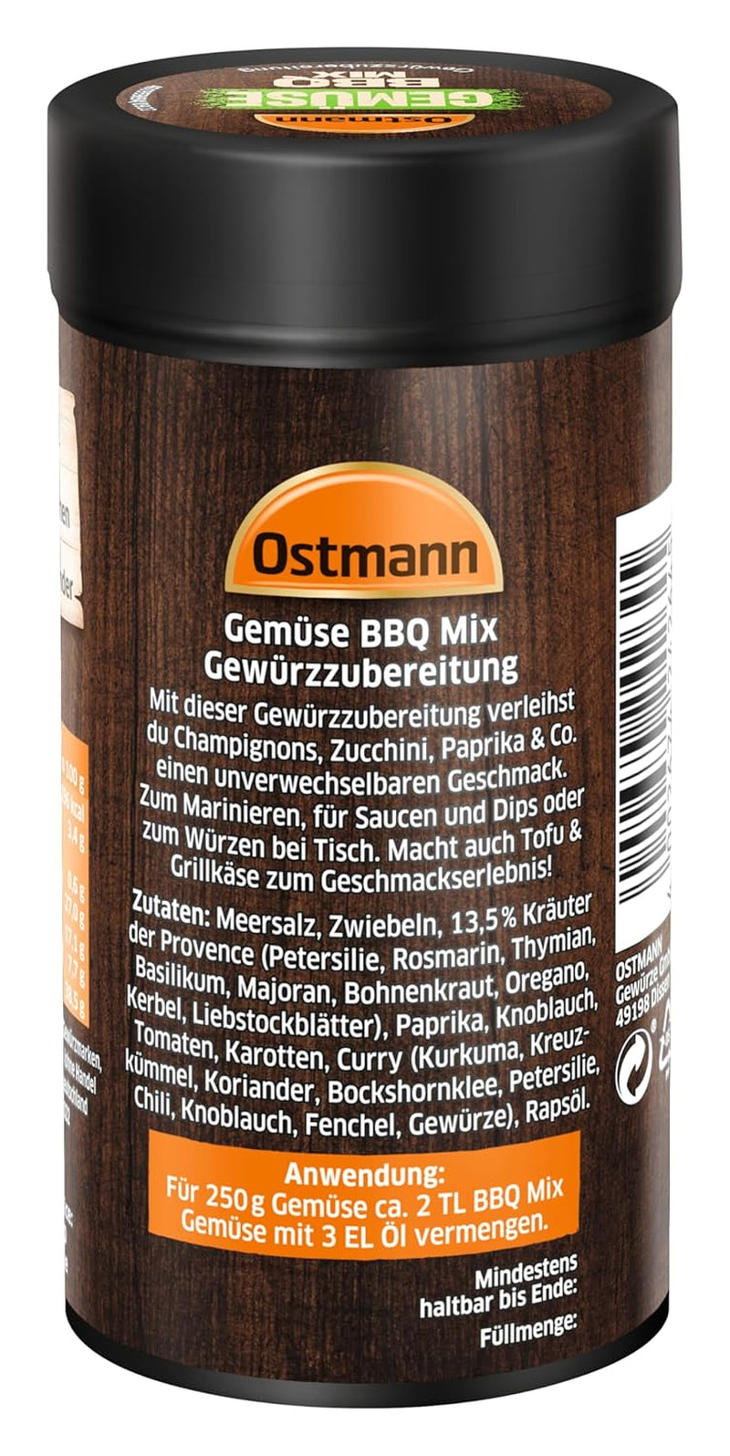 Ostmann Gewürze - Mieszanka do grillowania Gemüse | Gewürzzubereitung für Gemüse | Mediterrane Kräuternote für Grillgemüse, Tofu und Co. | 120 g na sitku
