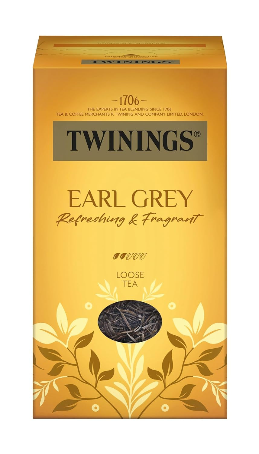 Twinings EARL GREY Ceai negru în pliculețe, rafinat cu aromă de bergamotă - Ceai negru din China, renumit în întreaga lume și extrem de revigorant, pachet de 1 (25 pliculețe)