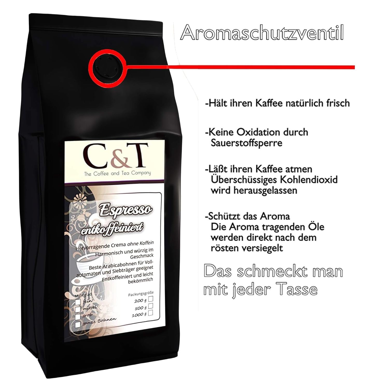Kaffeebohnen Entkoffeiniert -  CREMA - 200g Ganze Bohnen - für Kaffee-voll-automat, Espressovollautomat - Schonend Gerösteter Bohnen-Kaffee Säurearm Ohne Koffein Blend