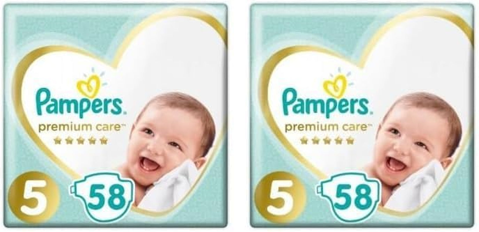Pieluchy Pampers rozmiar 5 (11-16 kg), pieluszki pielęgnacyjne premium, 58 sztuk, optymalny komfort i ochrona dla wrażliwej skóry od Pampers