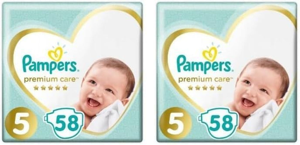 Pieluchy Pampers rozmiar 5 (11-16 kg), pieluszki pielęgnacyjne premium, 58 sztuk, optymalny komfort i ochrona dla wrażliwej skóry od Pampers