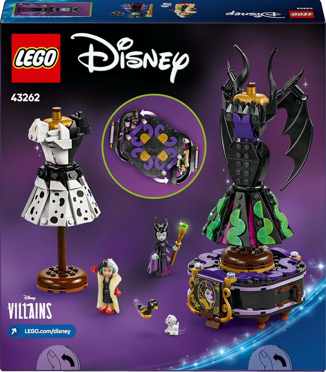 LEGO ǀ Disney Bösewichte Die Kleider von Malefiz und Cruella De Vil - Spielzeug für Jungen und Mädchen ab 9 Jahren - Inkl. 2 Mini-Puppen & 2 Tierfiguren - Geburtstagsgeschenk für Fans 43262