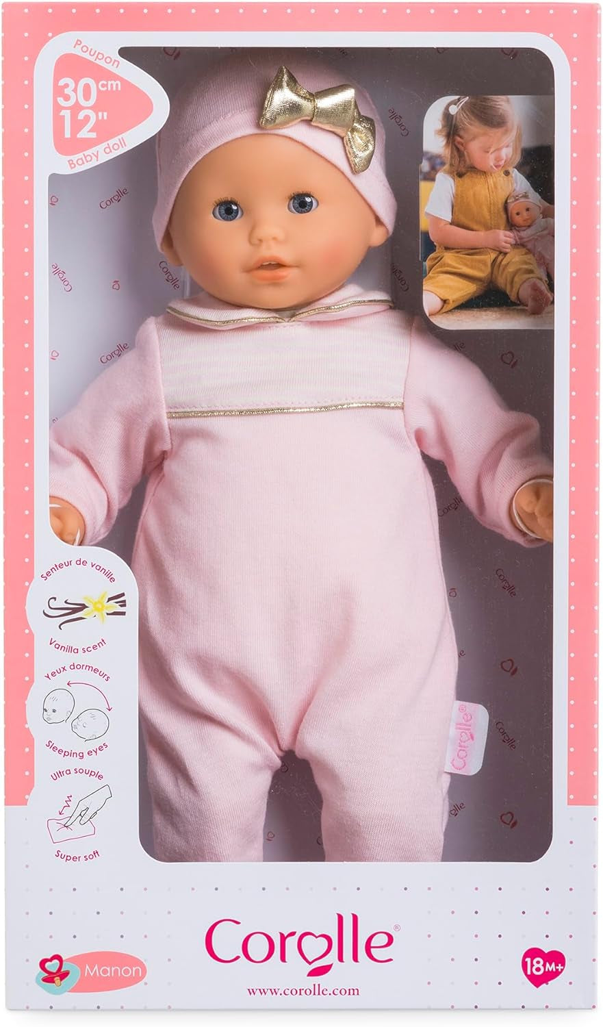 Corolle 9000100270 - Mon Premier Poupon Calin Manon, păpușă franceză cu talisman și parfum de vanilie