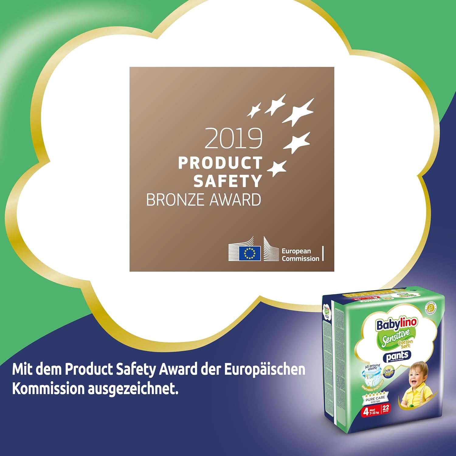 Pieluszki Sensitive Cotton Soft, rozm. 4, Spodnie Maxi (7-13 kg), 22 sztuki