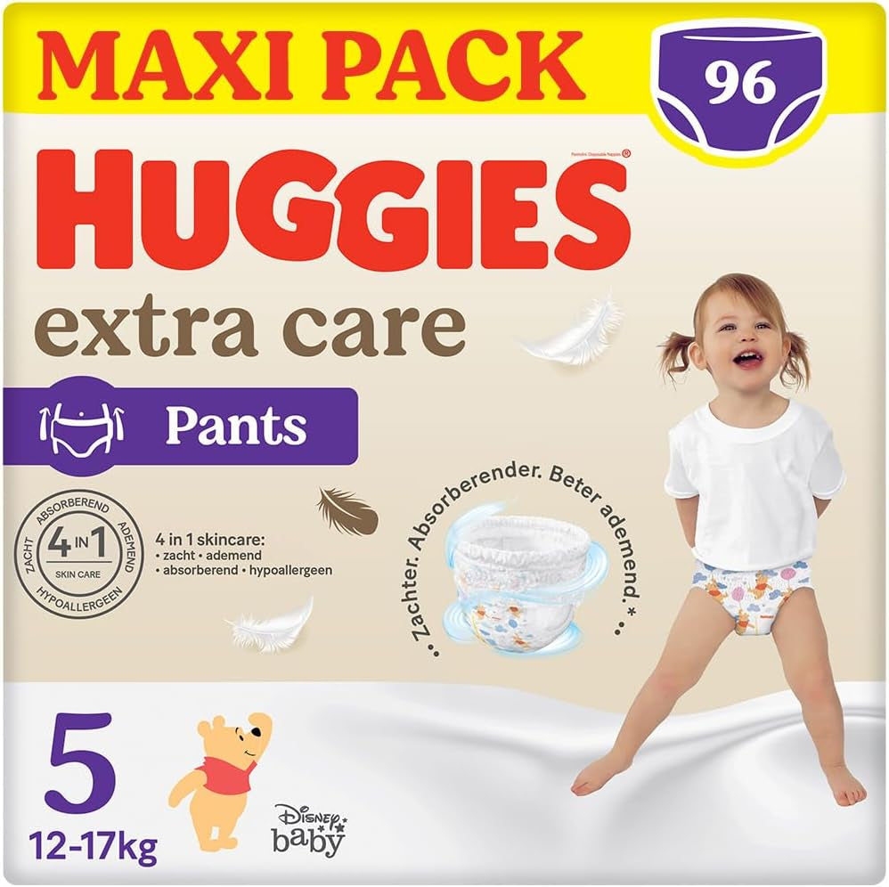 Pieluszki Huggies Extra Care, rozmiar 5 (12-17 kg), wzór Disneya, 96 sztuk