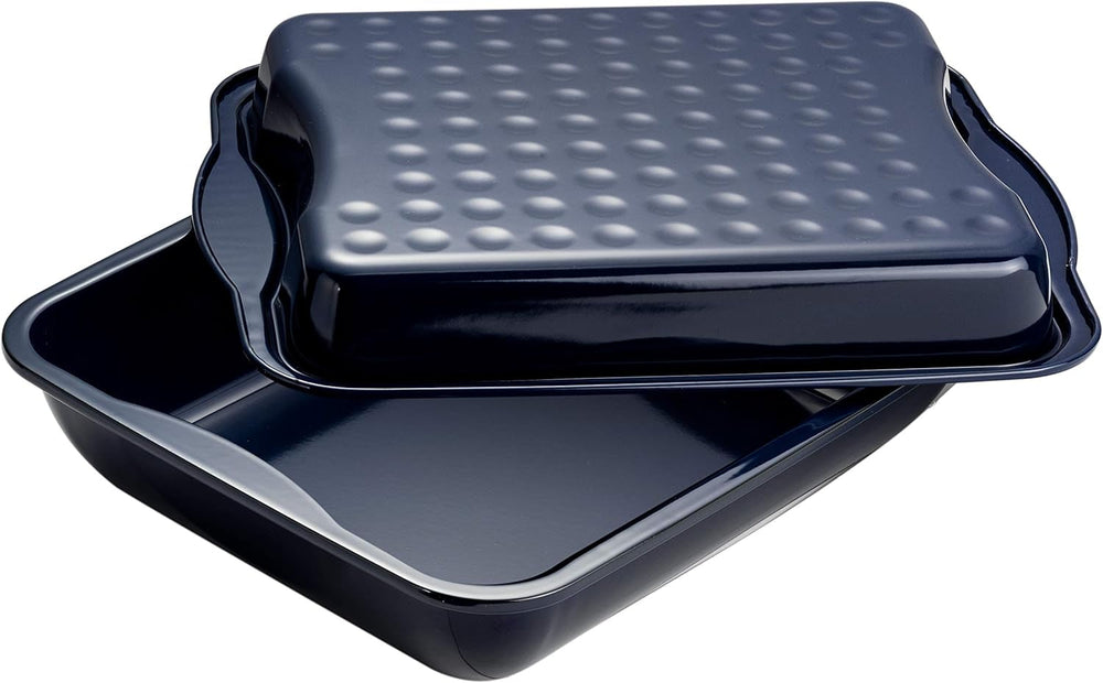 Dr. Oetker Maxi-Bräter Mit Deckel BACK-IDEE KREATIV, Brat- Und Auflaufform Aus Hochwertigem Stahlblech Mit Emaillierung, Eckige Form, Schnitt- Und Kratzfest - Spülmaschinengeeignet w Schwarz Formy i blachy do pieczenia Naty Shop