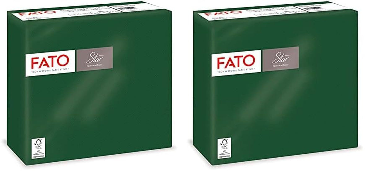 - Șervețele de hârtie de unică folosință, Softness And Softness, pachet de 40 de șervețele, dimensiune 38X38 pliate în 4, 2 straturi, culoare verde pădure, 100% hârtie din celuloză pură, certificate Fsc (pachet cu 2)