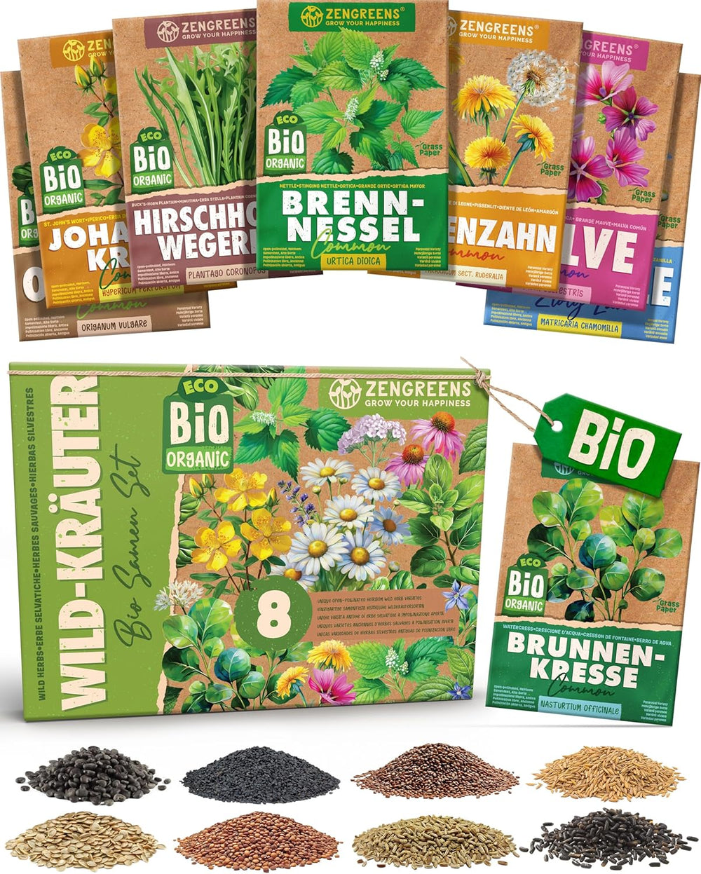 Organiczne nasiona bazylii w zestawie 6–6 nasion bazylii do łatwej uprawy w ogrodzie, na balkonie lub na podwyższonej grządce - Nasiona roślin - Sadzonki