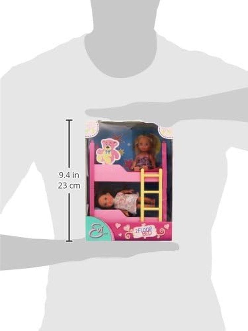 Simba 108178046 105733847 - Pat de podea Evi Love 2 / cu două păpuși Evi / cu pat supraetajat / inclusiv accesorii / păpușă de îmbrăcat / 12 cm, pentru copii cu vârsta de 3 ani și peste