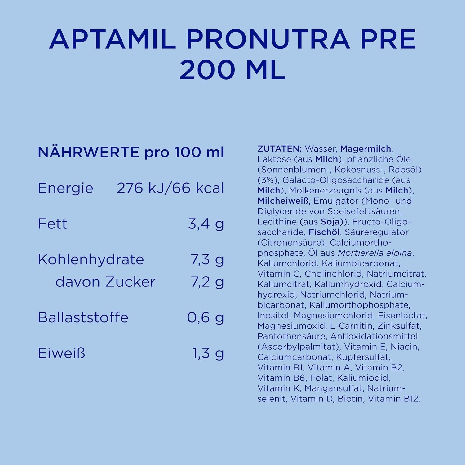 Aptamil Pronutra Pre - Mieszanka dla niemowląt od urodzenia - Z olejami roślinnymi, bez oleju palmowego - 6 x 4 x 200 ml (4800 ml)