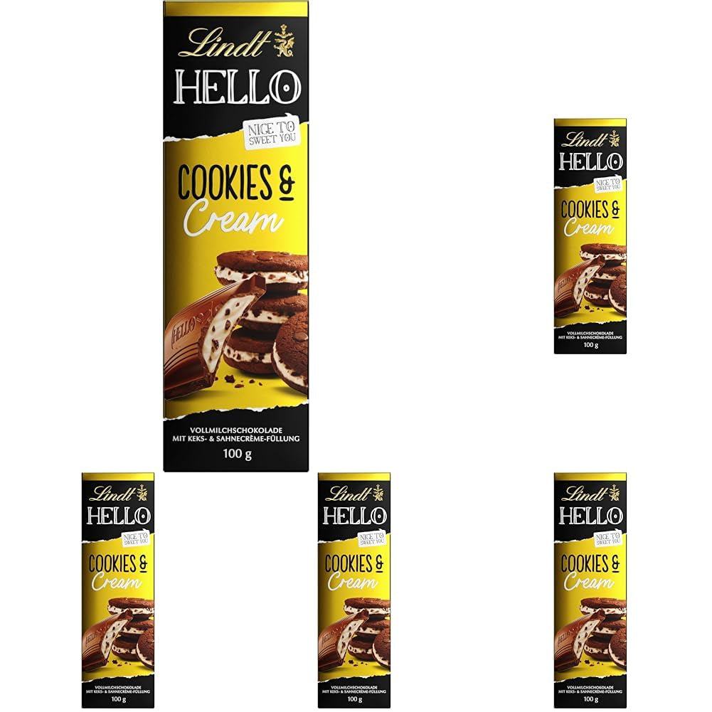 Lindt Hello Ciasteczka i Kremowa Czekolada | Batonik 100g | Czekolada Mleczna z Ciasteczkami i Nadzieniem Kremowym | Tabliczka czekolady | Czekoladowy prezent