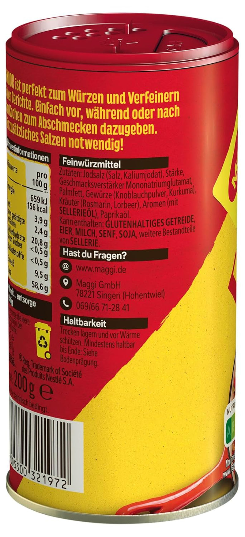 MAGGI Fondor Przyprawa do warzyw, mięsa lub ryb, Przyprawa do zup lub sałatek, opakowanie 10 szt. (10 x 200g)