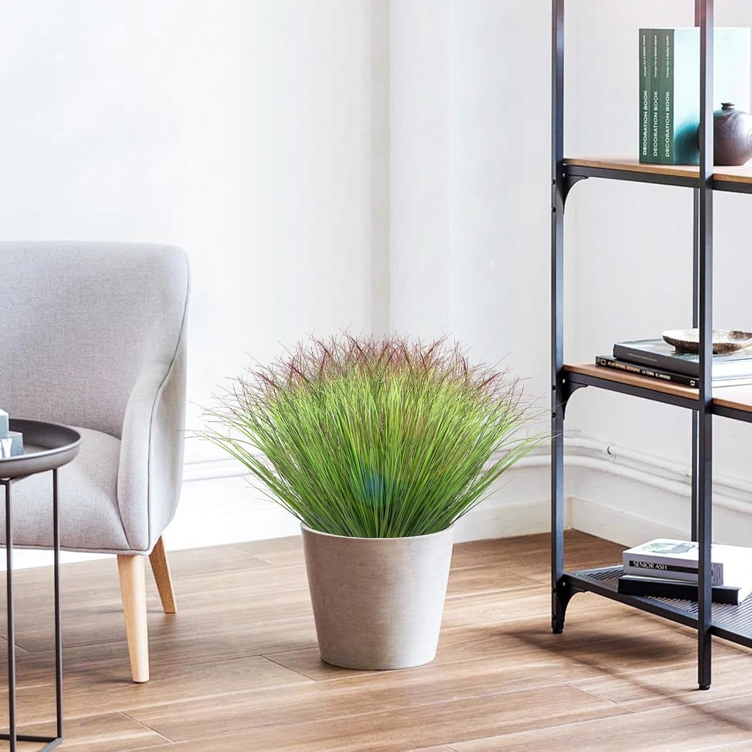 Künstliche Graspflanzen, Künstliche Sträucher, Weizengras, Künstliche Hohe Pflanzen Für Outdoor-Dekoration, Grüne Stiele, Unkraut Für Zimmer, Innenbereich, Heimdekoration (Grün-Roter Schwanz), 40