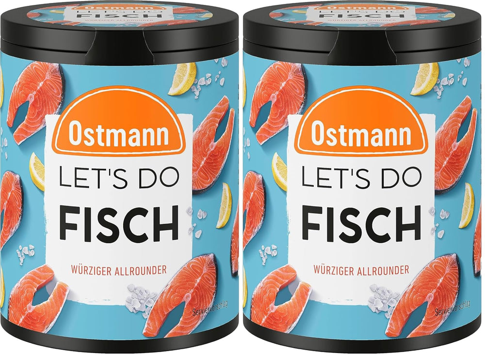 Ostmann Gewürze - Let's Do Fisch Allrounder | Gewürzsalz für Bratfisch, Flammlachs i Meeresfrüchte | Würziger Allrounder z musztardą, cytryną i koperkiem | 85 g w koszu Metalldose
