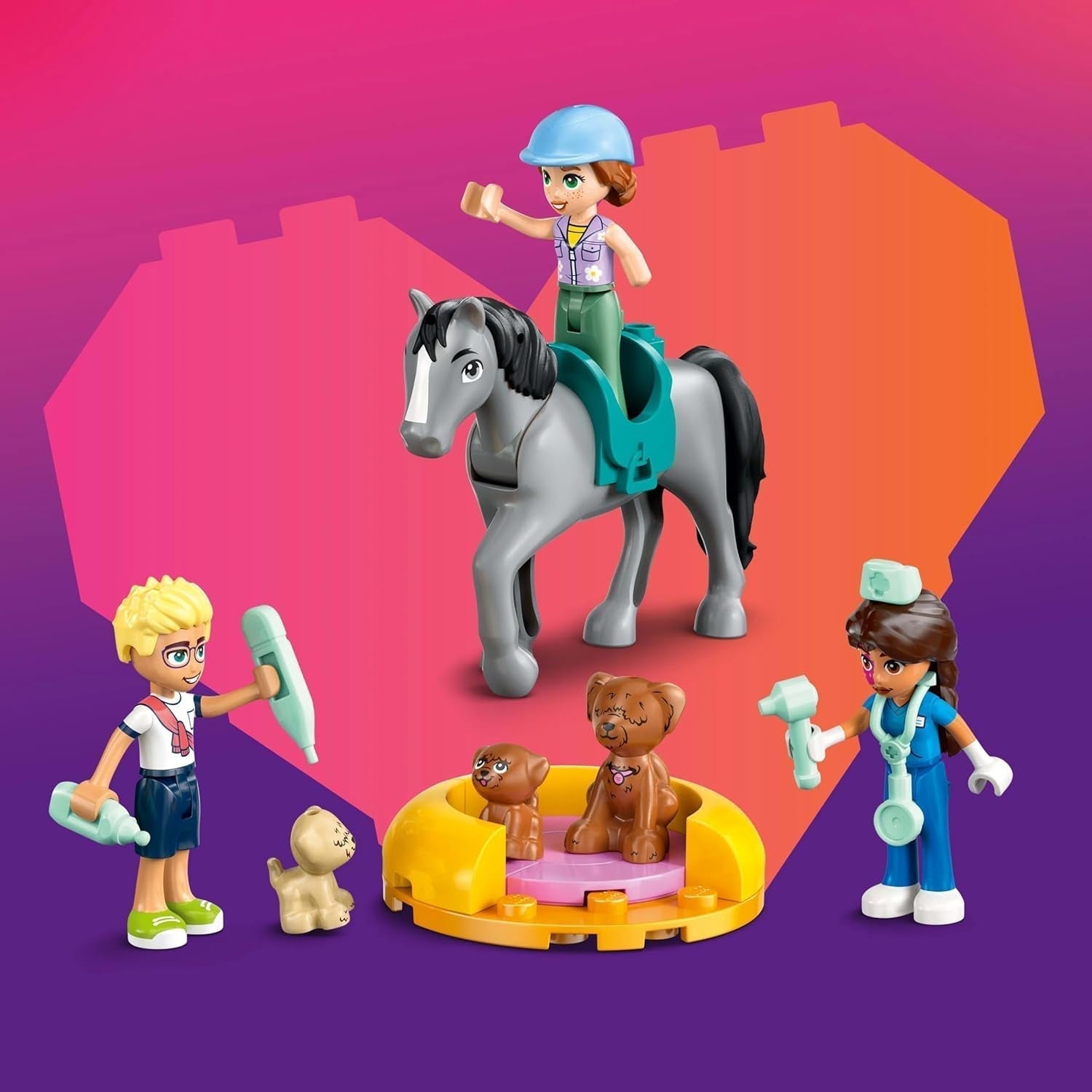 LEGO Friends Gabinet weterynaryjny dla koni i zwierząt domowych, zestaw do budowania i zabawy do pomysłowej zabawy w odgrywanie ról z 3 minifigurkami i 5 figurkami zwierząt, pomysł na prezent dla dziewczynek w wieku 7 lat 42651 Zestawy do budowania Besuche den LEGO-Store