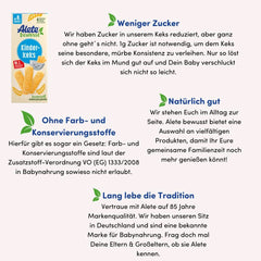 Alete, Ciastka dla dzieci od 8 miesiąca, z masłem pszennym, 180 g Matka i Dziecko Sklep Naty