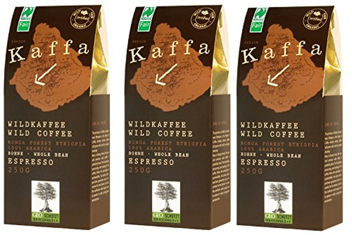 3 x Boabe de Espresso Kaffa Organic Wild Coffee 250 g