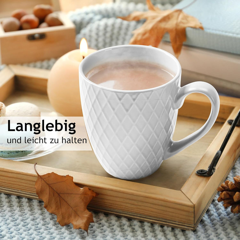 MIAMIO - Set de veselă din ceramică, 24 de piese, serviciu combinat pentru 6 persoane - potrivit pentru mașina de spălat vase și cuptorul cu microunde - Colecția Palmanova (Alb)