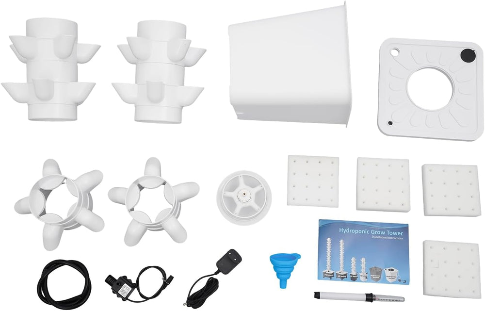 Wieża hydroponiczna 30 kapsułek, system uprawy hydroponicznej do ogrodu, zestaw do uprawy aeroponicznej ze zbiornikiem na wodę o pojemności 10 litrów i pompą nawadniającą, pionowy zestaw do uprawy aeroponicznej do ziół, owoców i warzyw