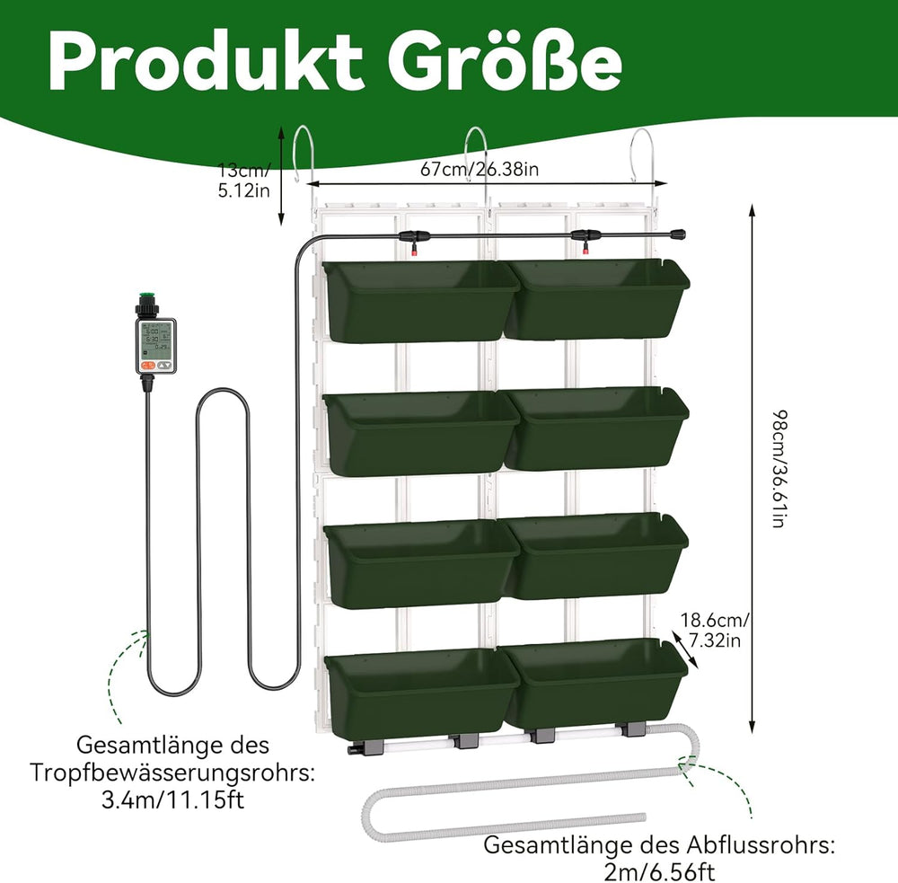 Hängende Vertikale Wand Pflanze, Vertikale Pflanzenwand Balkonbar Pflanzenwand Indoor mit Smart-Timer i Wasserpumpe Blumentopf Wand für Hof Garten Balkon Home Decor