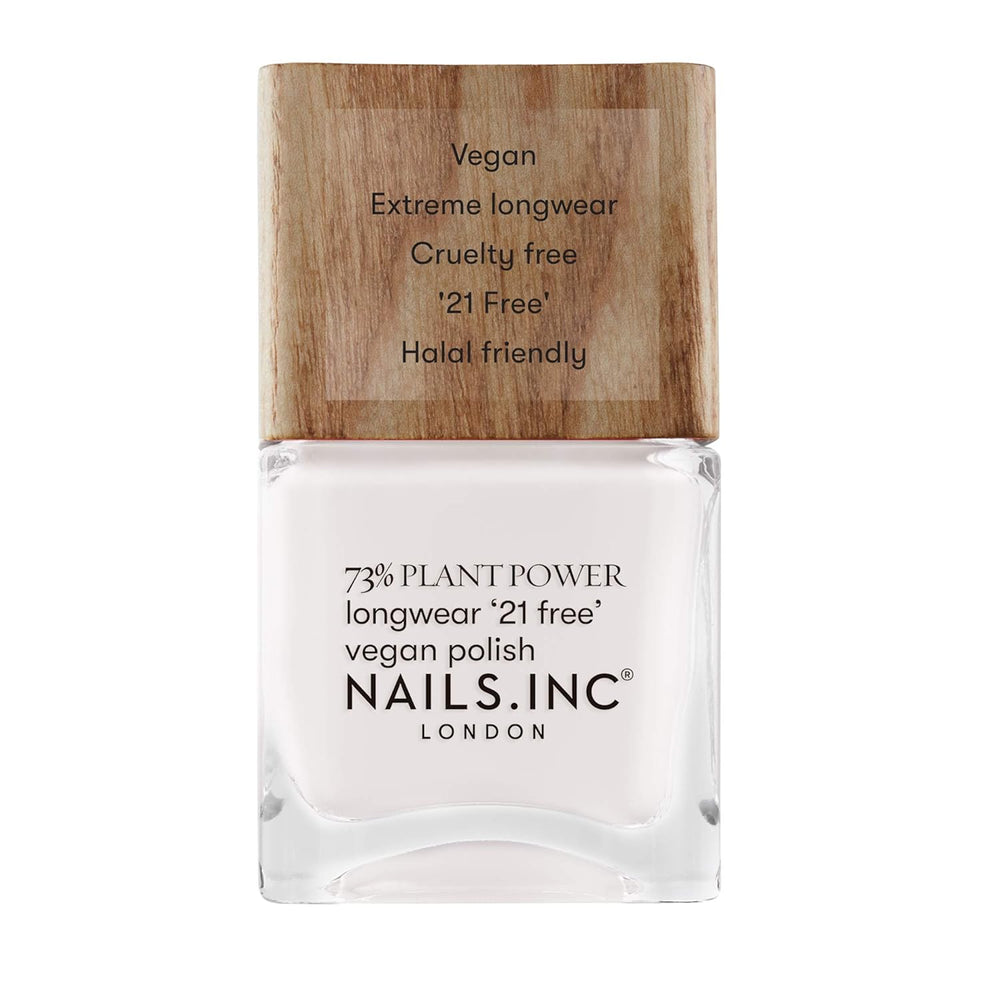 Nails Inc - GLOWING SOMEWHERE Wegański lakier do paznokci Plant Power - 73% na bazie roślin, w 100% wegański i wolny od okrucieństwa - Idealny manicure, błyszcząca perła - Do ekologicznego zdobienia paznokci