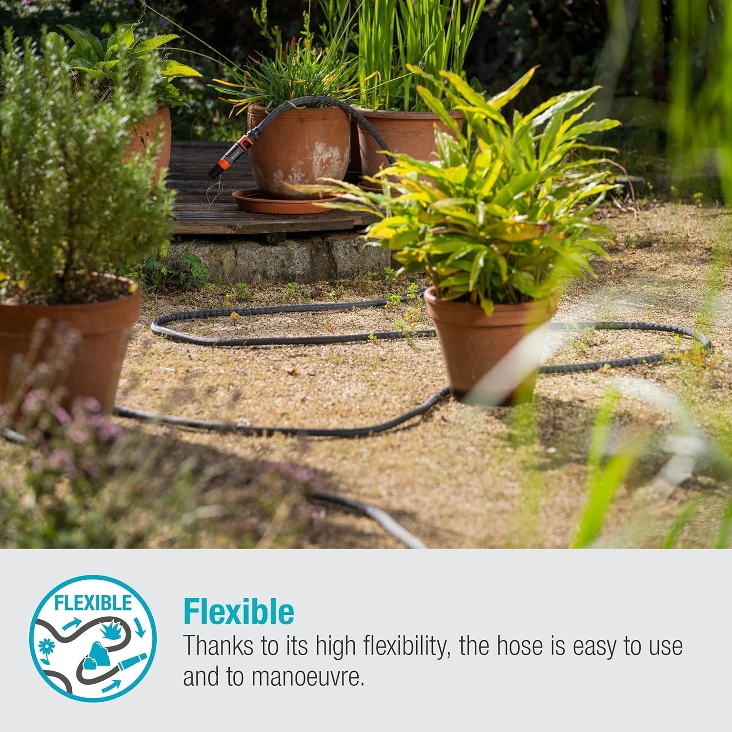 Furtun textil Gardena Liano Life 1/2 inch, set 30 m: Furtun de grădină extrem de flexibil din material textil, cu furtun interior din PVC, fără îndoituri, ușor, rezistent la intemperii (18457-20)