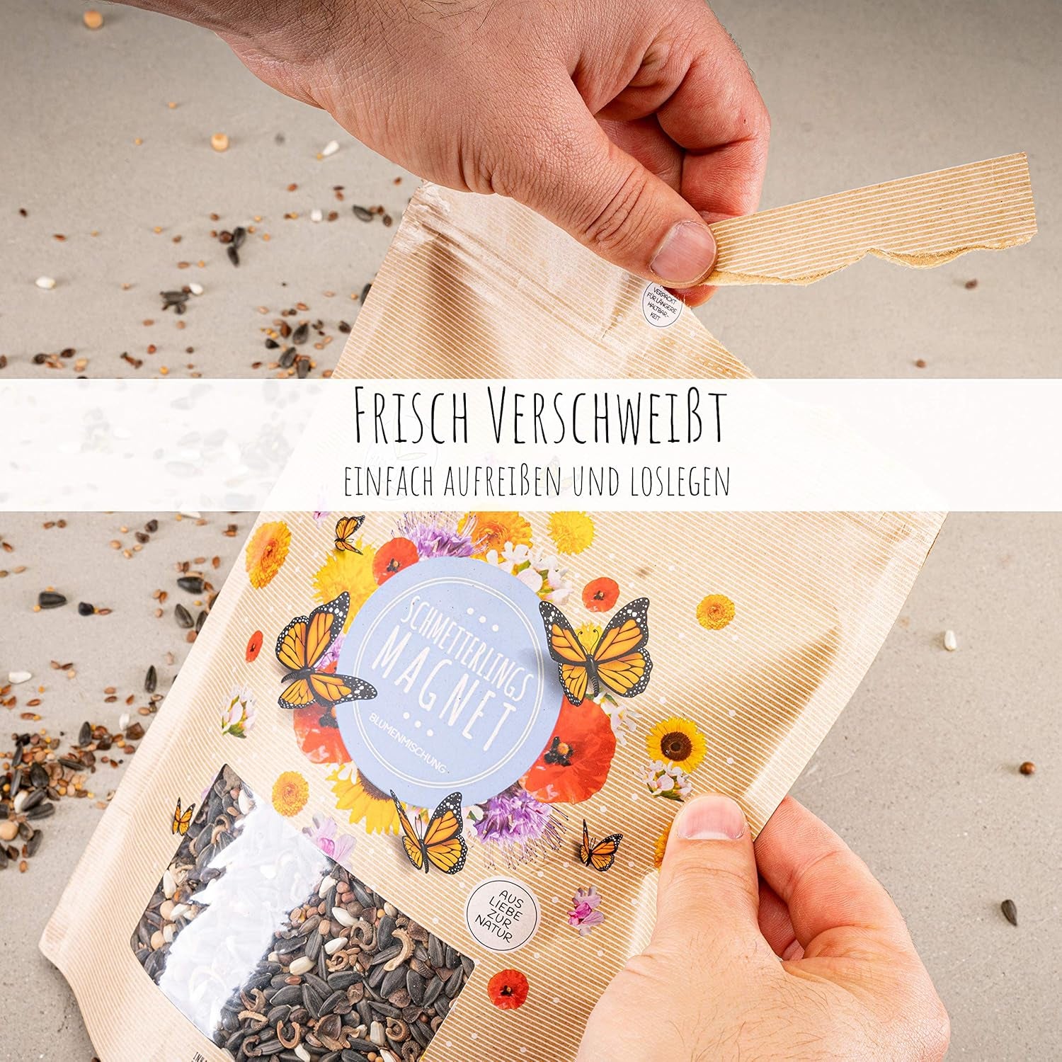 100g Nasiona motyli na kolorową łąkę kwiatową - Kolorowa i bogata w nektar mieszanka nasion dzikich kwiatów dla motyli