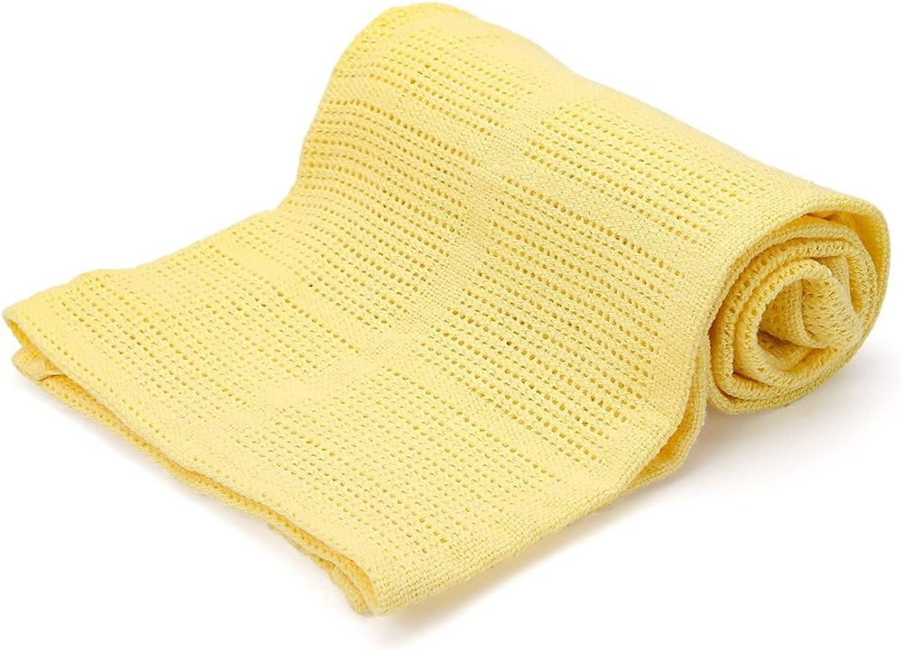 Pościel rodzinna Różowy koc komórkowy na łóżko podwójne, bawełna, dwustronna duża narzuta, lekki, termiczny, miękki, tradycyjny koc komórkowy, kołdry i kołdry 230 x 230 cm Naty Shop Żółte łóżko podwójne (230 x 230 cm)