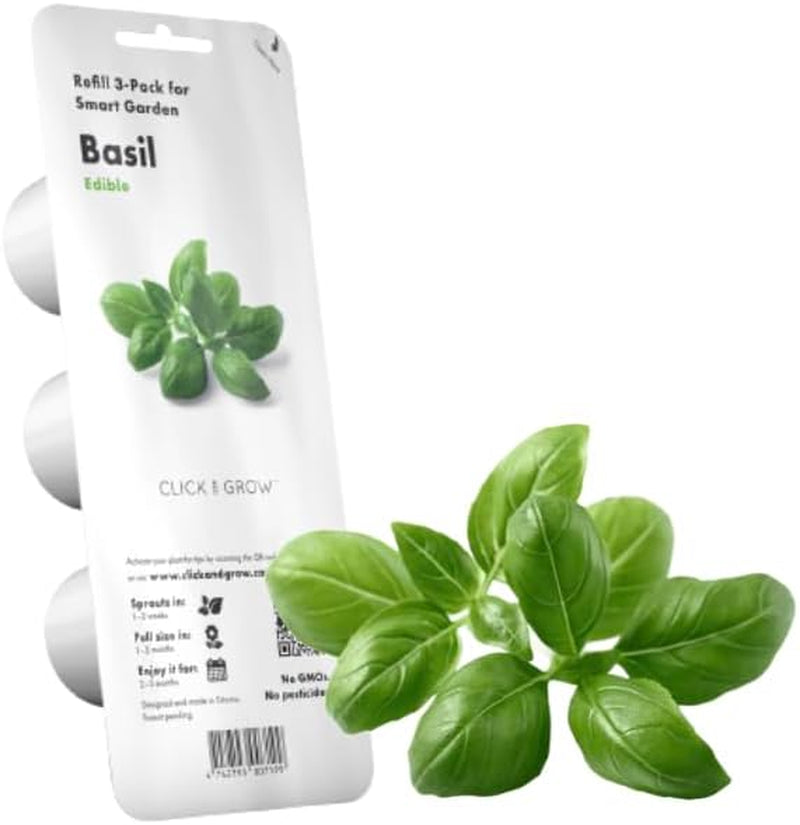 Growbox Click and Grow, inteligentny ogród, system uprawy łatwiejszy niż hydroponiczna, ogród kryty, ogród ziołowy, szklarnia wewnętrzna z 3 kapsułkami roślinnymi w zestawie, biała