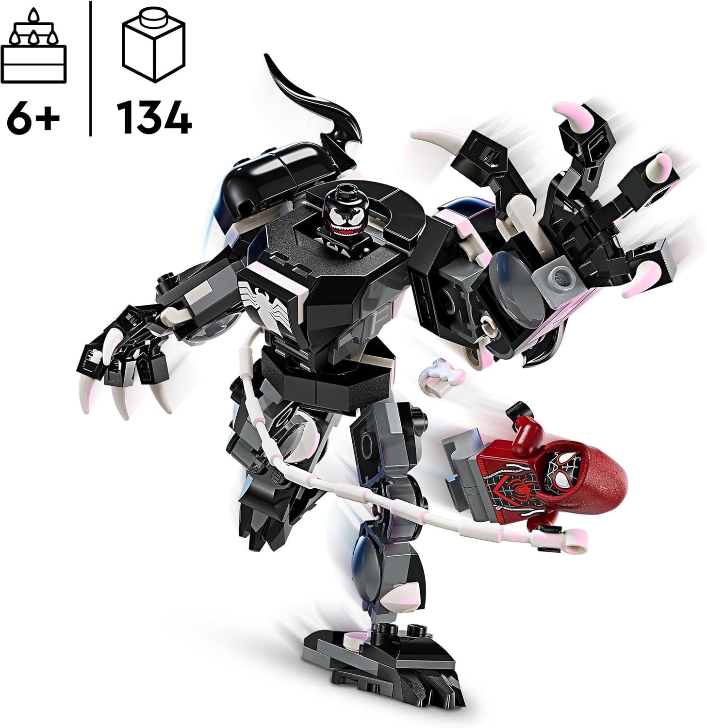 LEGO Marvel Venom Mech kontra. Miles Morales Ruchome figurki dla dzieci Zestaw Spider-Mana z pojedynkiem superbohaterów Mini figurki Zabawka na prezent dla chłopców i dziewcząt w wieku 6 lat 76276 Zestawy do budowania Besuche den LEGO-Store