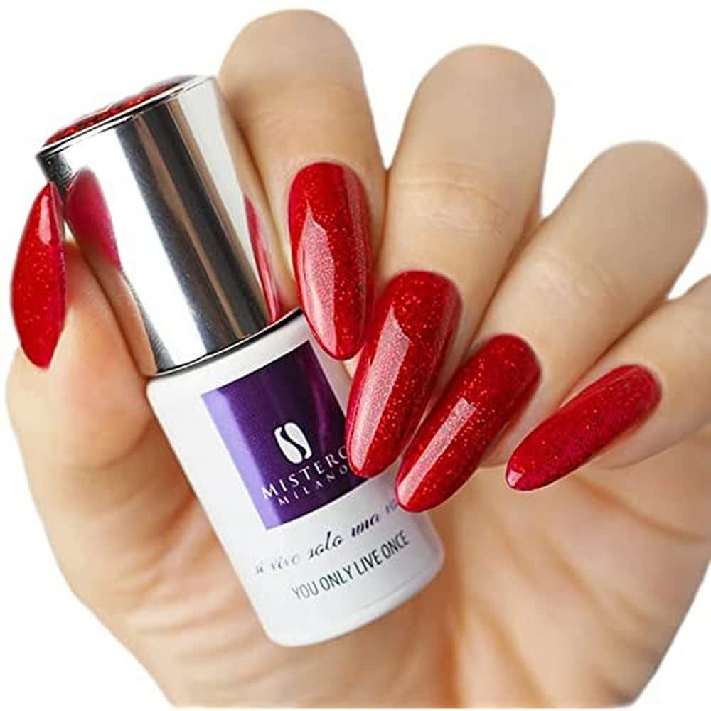 Mistero Milano UV Brokatowy Lakier Do Paznokci - LED Nail Polish - Brokatowy Hybrydowy - Pełne Krycie - 7ml W Ciemną Noc