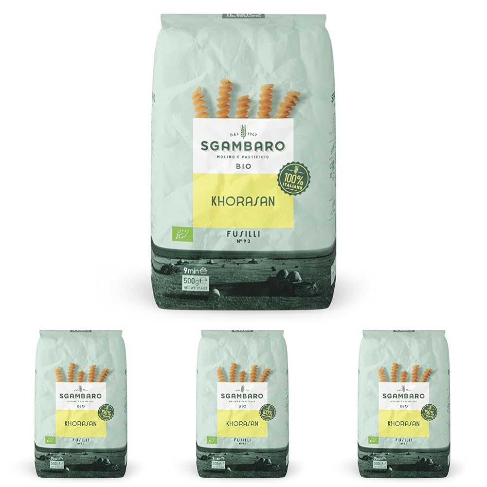 Organiczny makaron Fusilli nr 93 - 500 g pszenicy Khorasan - Starożytna pszenica o wysokiej zawartości białka, w 100% uprawiana we Włoszech - Wszechstronna w kuchni i bogata w składniki odżywcze