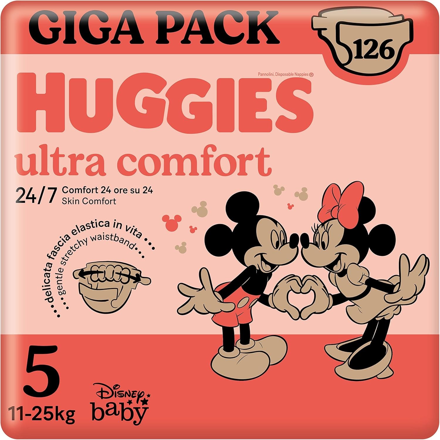 Pieluchy Huggies Ultra Comfort, rozmiar 3 (4-9 kg), wzór Disney, 168 sztuk