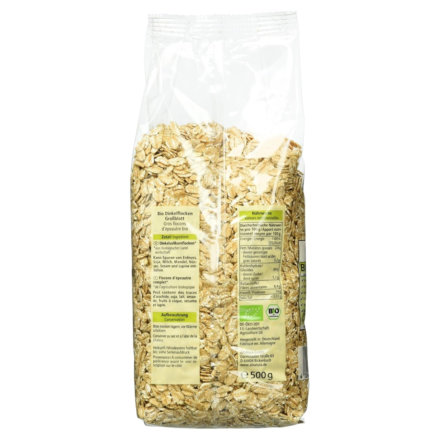 Bio Dinkelflocken Großblatt, 500G Cereale Naty Shop