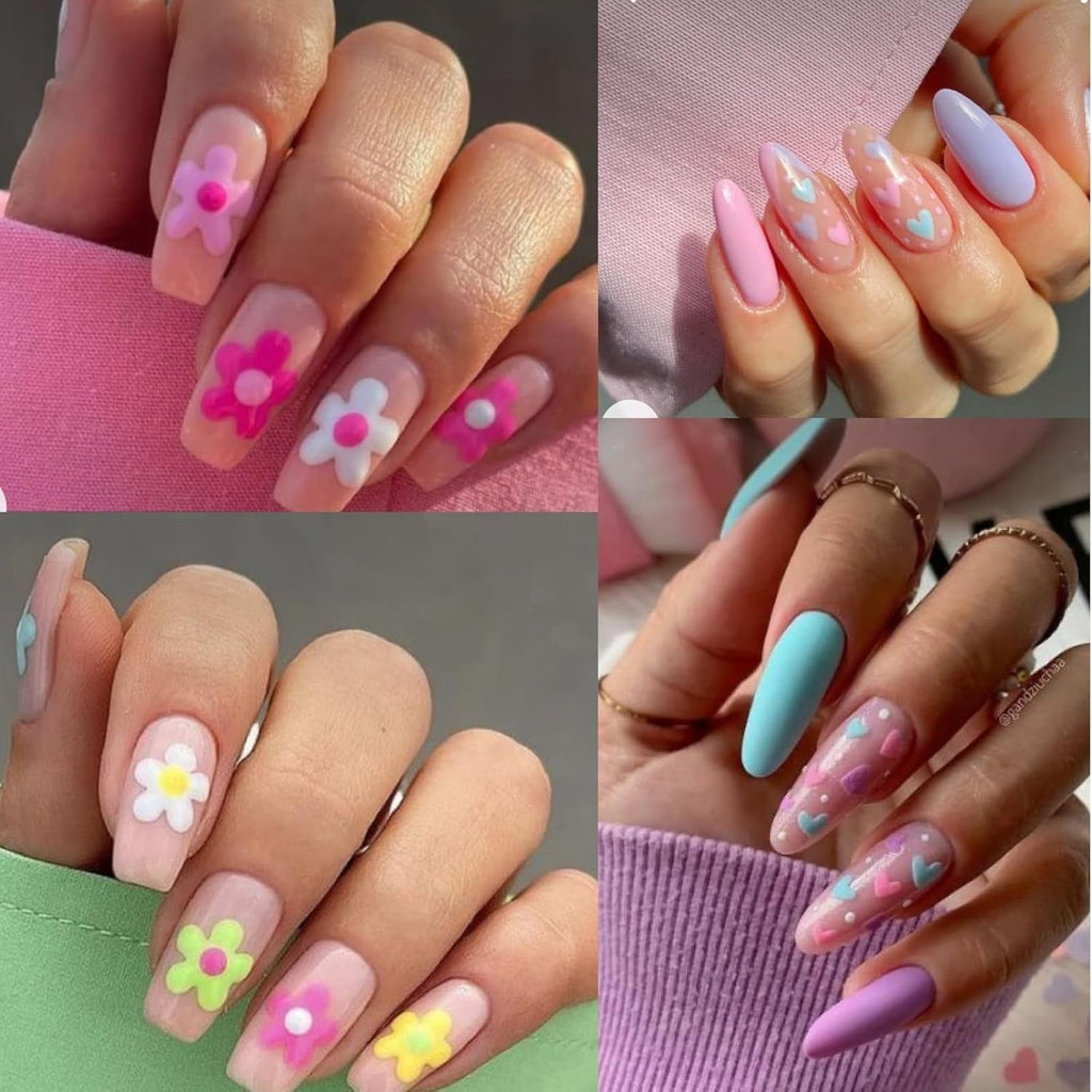 Nagelsticker Set Für Einzigartiges Nageldesign, 4 Blatt Frühlingsthemen Nail Art Zubehör, Perfekt Für 3D Gel Nägel Und UV Gel Strips