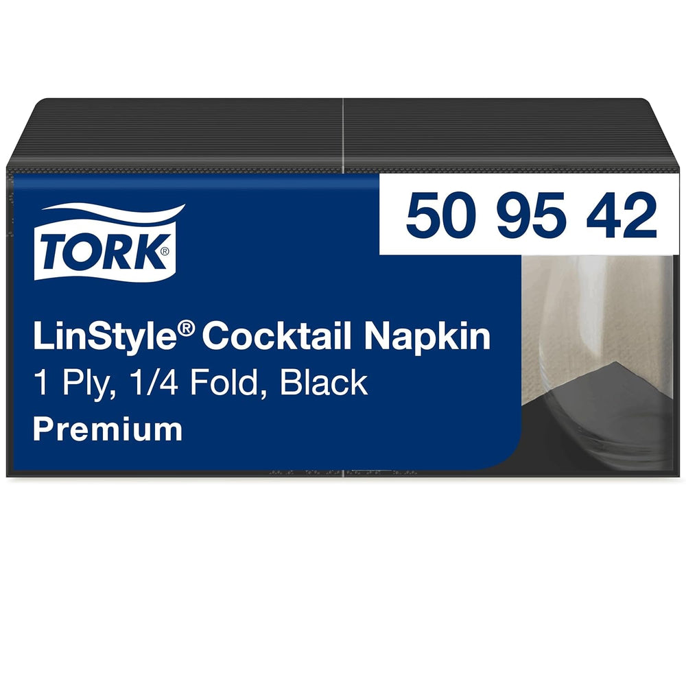 Tork Linstyle 509542 Șervețele pentru cocktail negru, 1/4 pliere, 1 strat, 23,8 x 23,8 cm, 1 x 100 șervețele