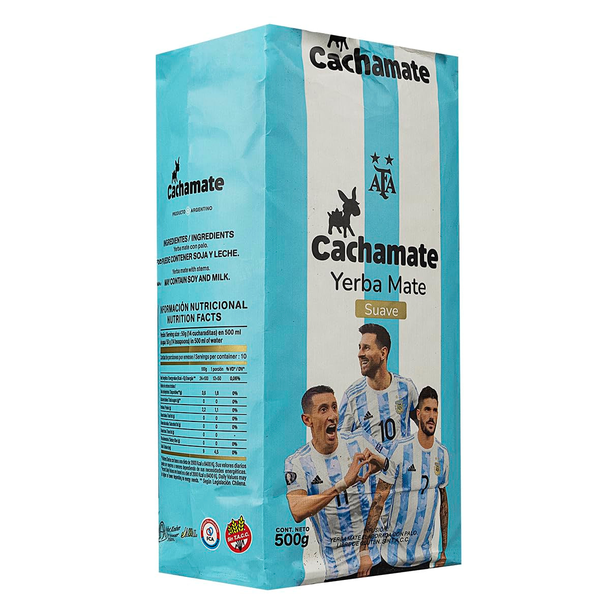CACHAMATE Mundial Suave 500G | Ediție specială fotbal | Yerba Mate argentinian | 12 luni de maturare naturală | Proprietăți antioxidante și diuretice