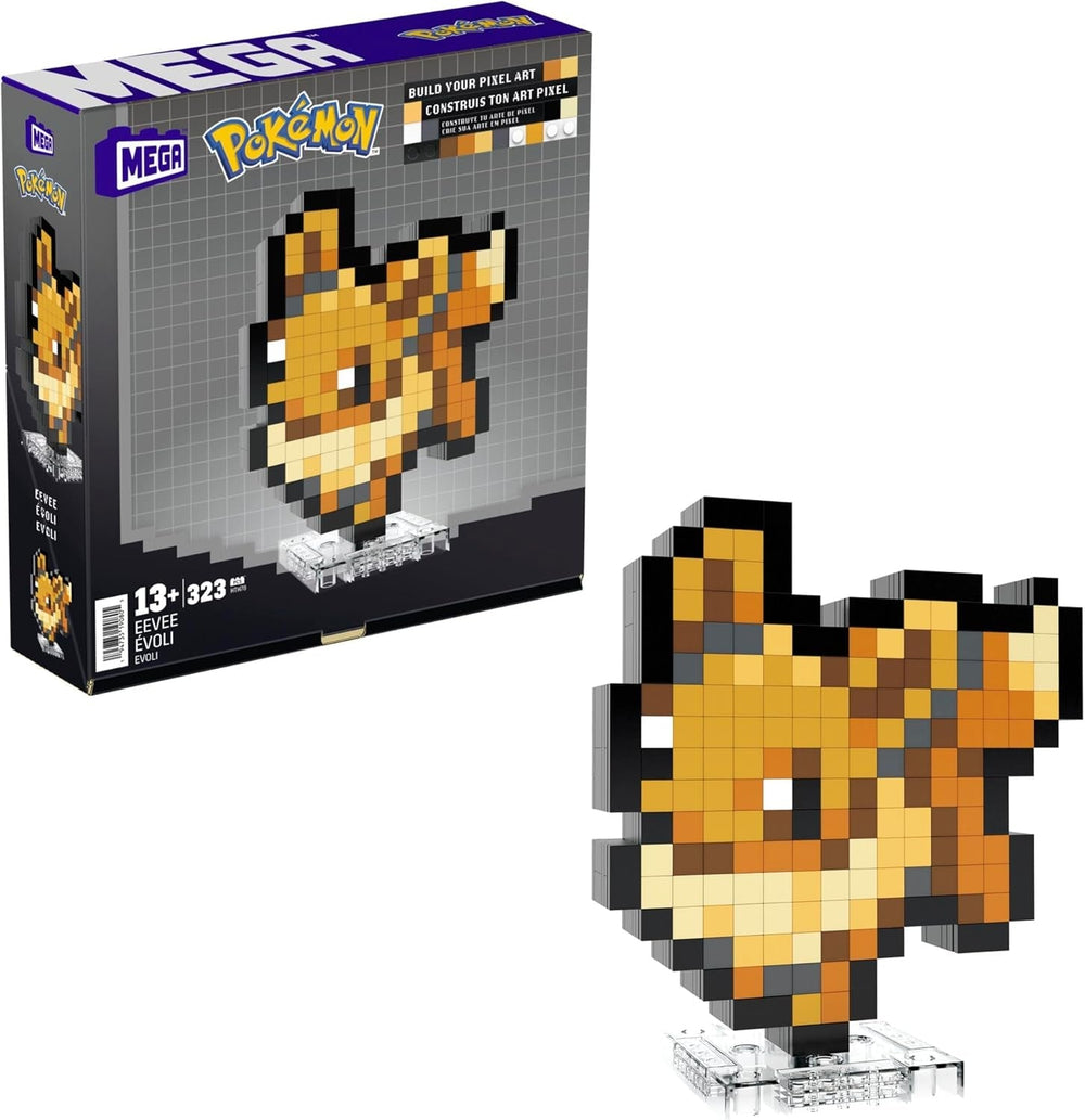 MEGA Pokémon Glumanda - Figură construibilă în aspect retro, Pixel Art, Inclusiv bază pentru montare pe perete, Pentru constructori și colecționari adulți, HTH76 Action figures Naty Shop Evoli