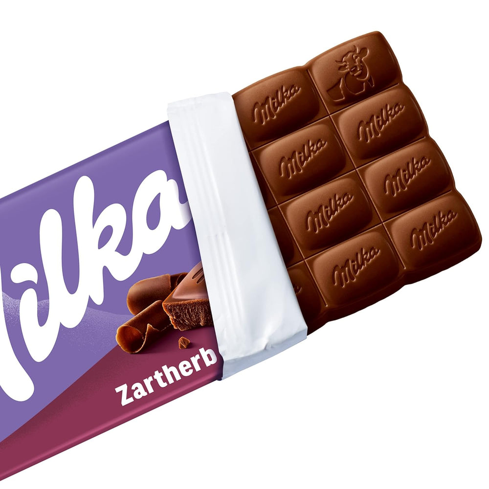 Milka Zartherb - alpejska gorzka czekolada mleczna z delikatną nutą kakao w opakowaniu zbiorczym - 25 x 90g