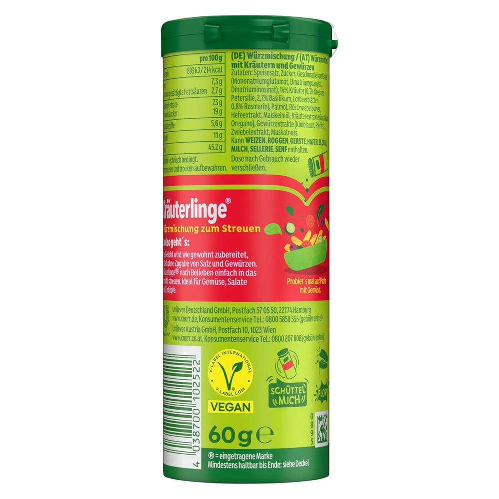 Knorr Kräuterlinge Italienische Kräuter Würzmischung zum Streuen für Pasta, Gemüse oder einen Salat 60 g