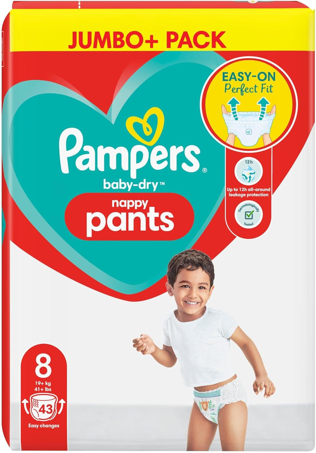Pieluszki Pampers Baby-Dry rozmiar 8, 43 pieluchy, od 19 kg, opakowanie Jumbo+