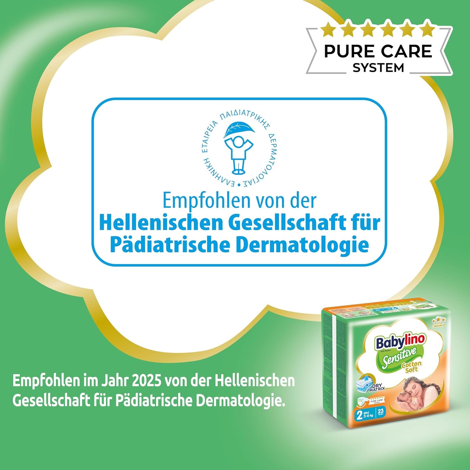 Pieluchy dla wrażliwych dzieci, rozmiar 2, mini (3-6 kg), 192 pieluszki