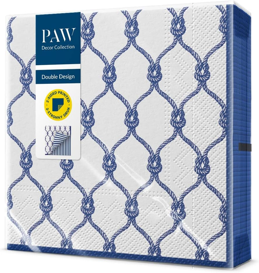 PAW - Șervețele față-verso 3 straturi (33 X 33 cm) I 20 bucăți I Perfect pentru zile de naștere, petreceri, nunți, comuniuni, sărbători I Decorațiuni de masă imprimate pe ambele părți - Flori boho păsări I Baloane dungate