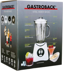Gastroback 40898 Vital Basic, Mit Integrierter Funkcja kruszenia lodu, Mikser silnikowy Leistungsstarker 600 W, Kunststoff, 1,5 litra, Weiß Kitchen Naty Shop